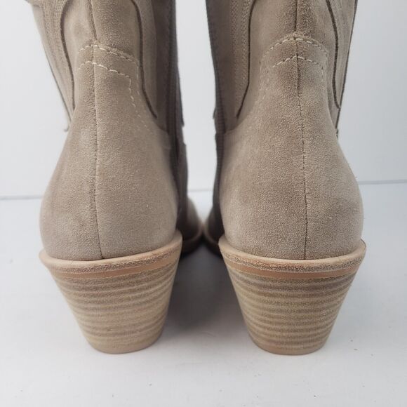 Dolce Vita Samare Western cowgirl tall Boots Suede beige Size 5 - Picture 5 of 16